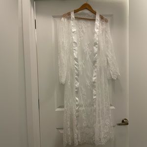 Brand New Lace and Satin White Bridal Robe
